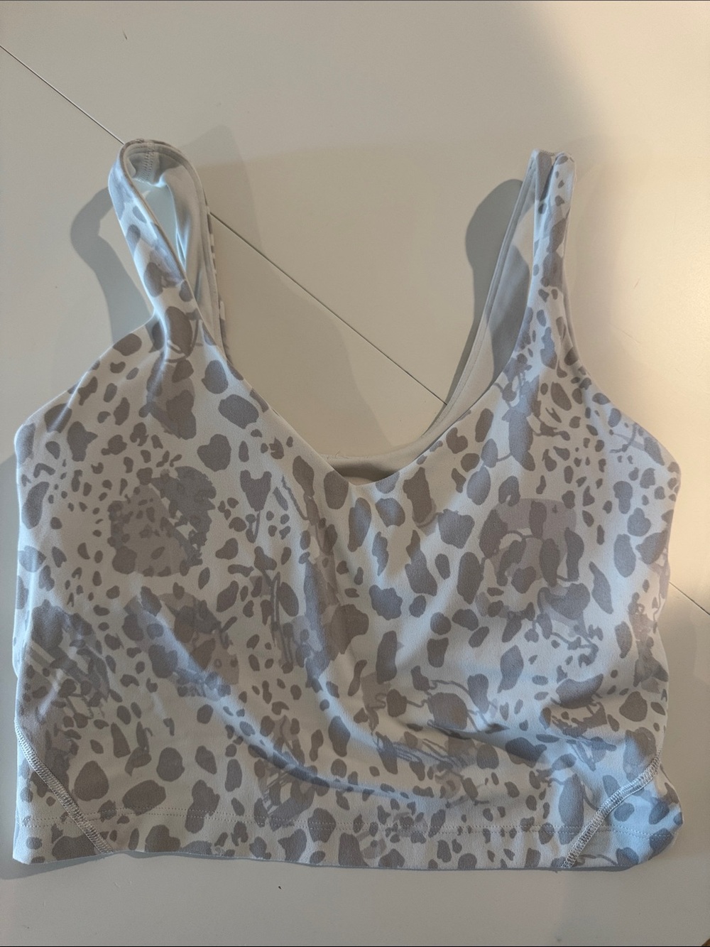 lululemon athletica Light Gray and White Leopard Print Sports Bra